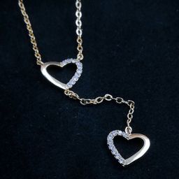 Saizen Gold-Plated Artificial Stones Studded Heart Shaped Pendant With Chain-image-47