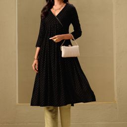 Sangria Polka Dots Printed A-Line Kurta & Trouser Set image 5