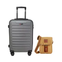 SWISS MILITARY Contour 38 L & 2.2 L Multicolor ABS Luggage Bag & Cama Canvas Sling Bag Combo-20