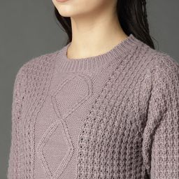 Roadster Fast and Furious Women Mauve Self Design Pullover image 3