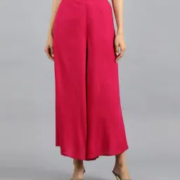 W Pink Regular Fit Palazzos-image-94
