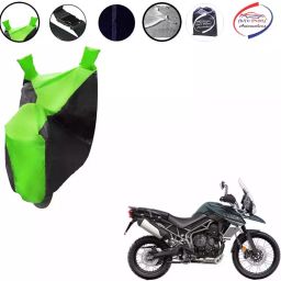 Auto Pearl Waterproof Two Wheeler Cover For Triumph Tiger 800 (Green & Black)-image-93