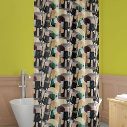 ArtzFolio Grey & Black Printed Waterproof Shower Curtain-13