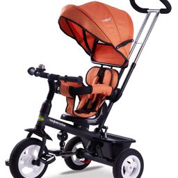 BAYBEE Plug & Play Tricycle With Canopy Rubber Wheels Parental Control & Storage Basket - Orange-26