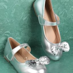 Pine Kids Bellies With Velcro Closure & Bow Applique - Silver-image-36