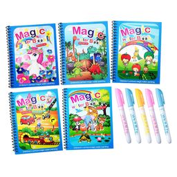 REZNOR Quick Dry Re Usable Magic Coloring Water Book with Magic Pen Pack of 5 (Color May Vary)-25