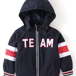 Babyhug Full Sleeves Hoodies With Colour Block & Text Print -Navy Blue-8