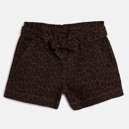 Tales & Stories Seamless Cheetah Printed Button Down Shorts - Brown-image-48