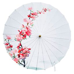 Little Surprise Box Floral Printed Chinese Canopy Style Rain Umbrella - Cream-25