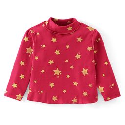 Babyhug 100% Cotton Knit Full Sleeves Skivi T-Shirt Polka Dot Print - Maroon-image-95