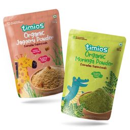timios 100% Organic Jaggery Powder & 100% Organic Moringa Powder - 100 g Each-image-32