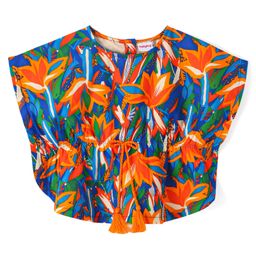 Babyhug Rayon Woven Half Sleeves Kaftan Top With Drawstring & Floral Print - Multicolor-image-78