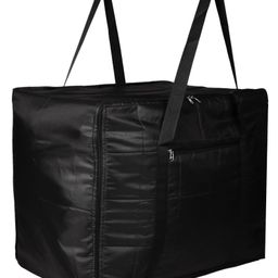 Kuber Industries Storage Attachi Bag  Parachute Travel Storage Bag  Underbed Storage Bag  Storage Organizer for Clothes  Zipper Closure Blanket Bag with Handle  Small  Black-47