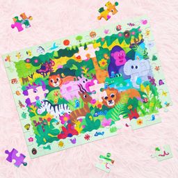 VGRASSP 70 Pcs Jungle And Animal Themed Educational Jigsaw Puzzle Toy For Kids - Search, Find And Connect The Forest Themed Interlocking Puzzle Pieces For Boys And Girls (Size - 48.5 X 34 CM)-18