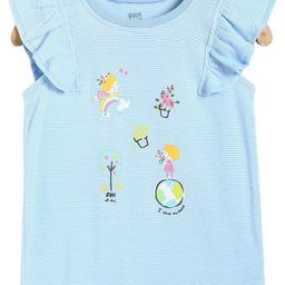 MINI KLUB Cotton Sleeveless Earth Theme Printed Top - Blue-image-27