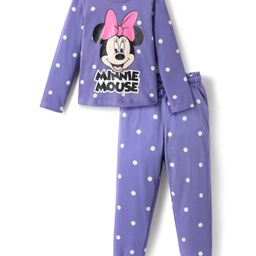 Pine Kids Disney Single Jersey Knit Full Sleeves Night Suit with Minnie Mouse Graphics - Purple-image-31
