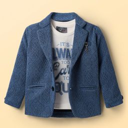 Dapper Dudes Full Sleeves Schfilli Embroidered Blazer With Tee Set - Dark Blue-image-31