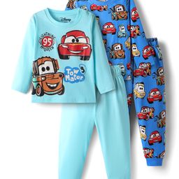 Babyhug Disney Single Jersey Knit Full Sleeves Pyjama Sets with Car Graphic Pack of 2 - Blue & Light Blue-picture-37