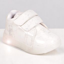 Lil Lollipop Marble Designed Velcro Closure LED Shoes - White-image-99