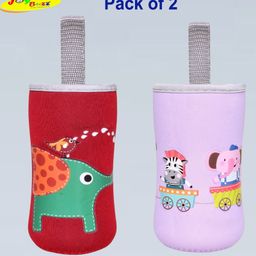 Joy Buzz Adjustable Reusable Baby Feeding Bottle Cover Sleeves Suitable For 120ml 150ml 180ml 200 ml Slim Neck Feeding Milk/Water Glass Feeder Bottles-(Pack of 2)-Red, Purple-17