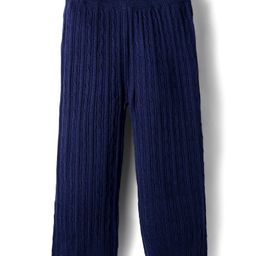 Babyhug Knit Full Length Solid Color Fleece Pant - Navy Blue-picture-6