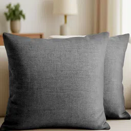 CASABLEU Black 2 Pieces Square Cushion Covers-7