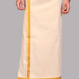 WHITE HEART Men Zari Border Dhoti-image-50