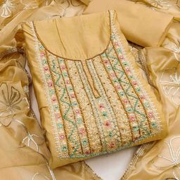 Blissta Embellished Pure Cotton Unstitched Dress Material-image-61