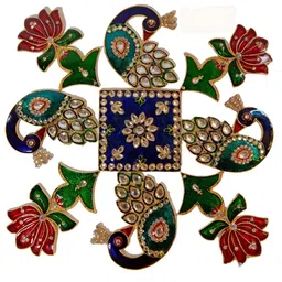 Kala Samarpan Red & Green Embellished Rangoli Centerpiece-41