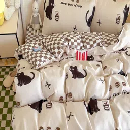 JC HOME Multicoloured & White Self Design Polycotton 3 Piece Single Regular Bedding Set image 4