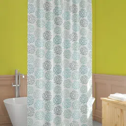 ArtzFolio White & Green Floral Printed Waterproof Shower Curtain-23