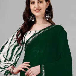limtd Sequinned Block Printed Pure Georgette Ready to Wear Saree image 5