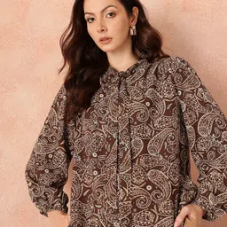 all about you Printed Tie-Up Neck Top-image-17