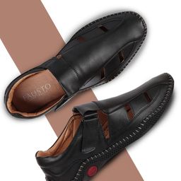 FAUSTO Men Black PU Shoe-Style Sandals-image-17