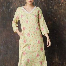 Melange by Lifestyle Yellow Printed Kurtas-image-45