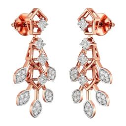 Joyalukkas 18k (750) Purity Rose Gold Stylish Leaf Drop Diamond Earrings-image-95