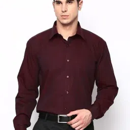 Hancock Maroon Regular Fit Solid Shirts-image-84