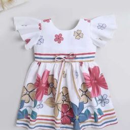 The Magic Wand Kids Off-White & Onion Pink Floral Print Dress-image-44