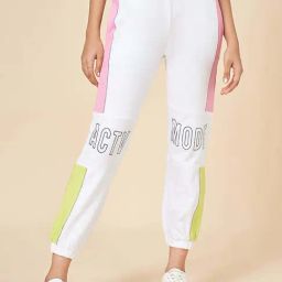 Coolsters by Pantaloons Girls Bright White Cotton Color Block Track Bottoms & Joggers-image-84