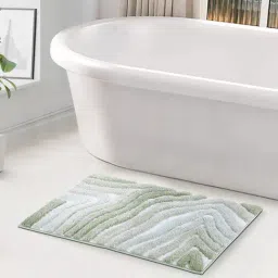 OBSESSIONS Sage Polyester Abstract Anti Skid Bath Mat (Medium)-picture-12