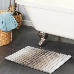 OBSESSIONS Beige Polyester Stripes Anti Skid Stripes Bath Mat (Medium)-picture-44