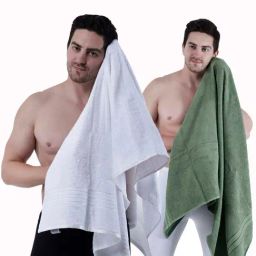 Dollar White & Dynasty Green 400 GSM 100% Cotton Bath Towels - Set of 2-picture-25