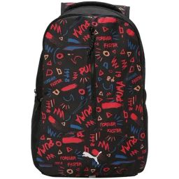 Puma Black-AOP Printed Laptop Backpack-12