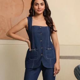 BInfinite Keep It Casual Blue Denim Regular Fit Top-picture-47