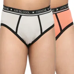 Frenchie Kids Peach & Grey Solid Briefs (Pack Of 2)-image-37