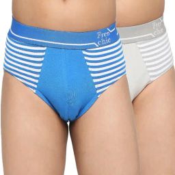 Frenchie Kids Blue & Grey Striped Briefs (Pack Of 2)-image-85