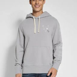 American Eagle Grey Regular Fit Printed Hooded Sweatshirt-image-85