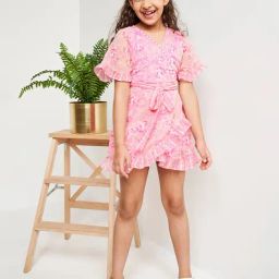 Global Desi Girl Pink Floral Print Dress-image-69