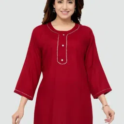Saree Swarg Red Regular Fit Straight Kurti-image-97