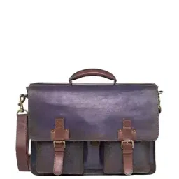 KOMPANERO Blue Leather Large Messenger Bag-23